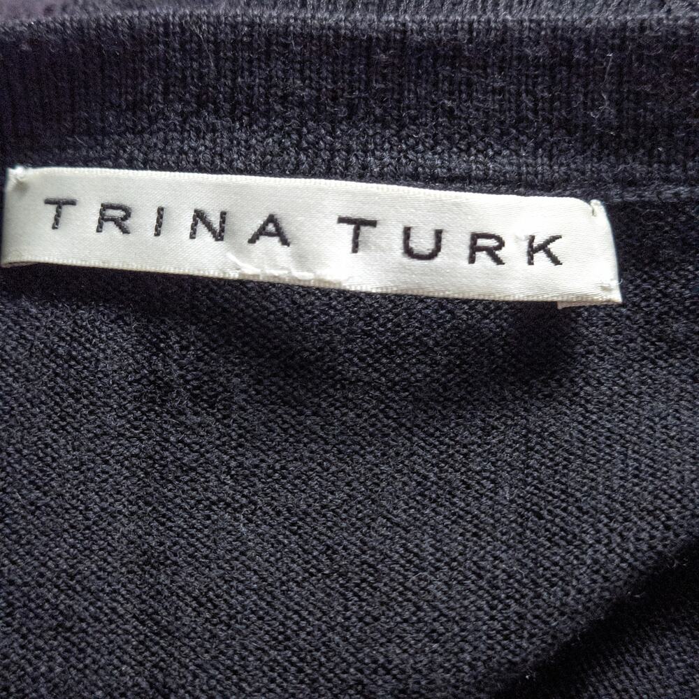 Trina Turk Cardigan S Black Dark Academia Coquette Minimalist - Picture 9 of 9
